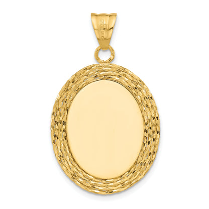 14K Yellow Gold Diamond Cut Natural Shell Portrait Cameo Pendant
