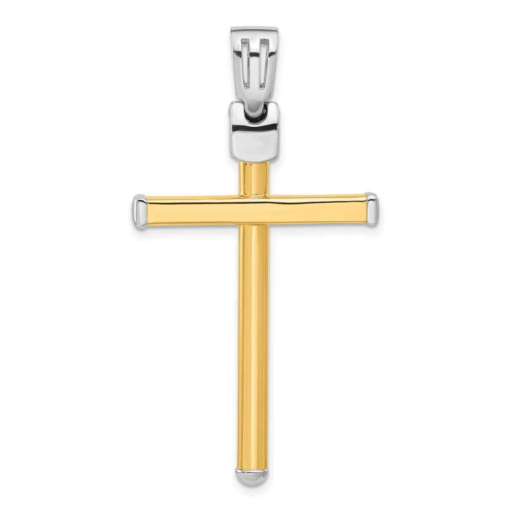 14K Two Tone Polished Cross Pendant