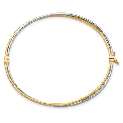 14K Two Tone Polished And Textured Hinged Bangle