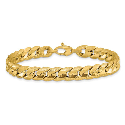 14K Yellow Gold Polished And Textured Fancy Curb Men'S Bracelet