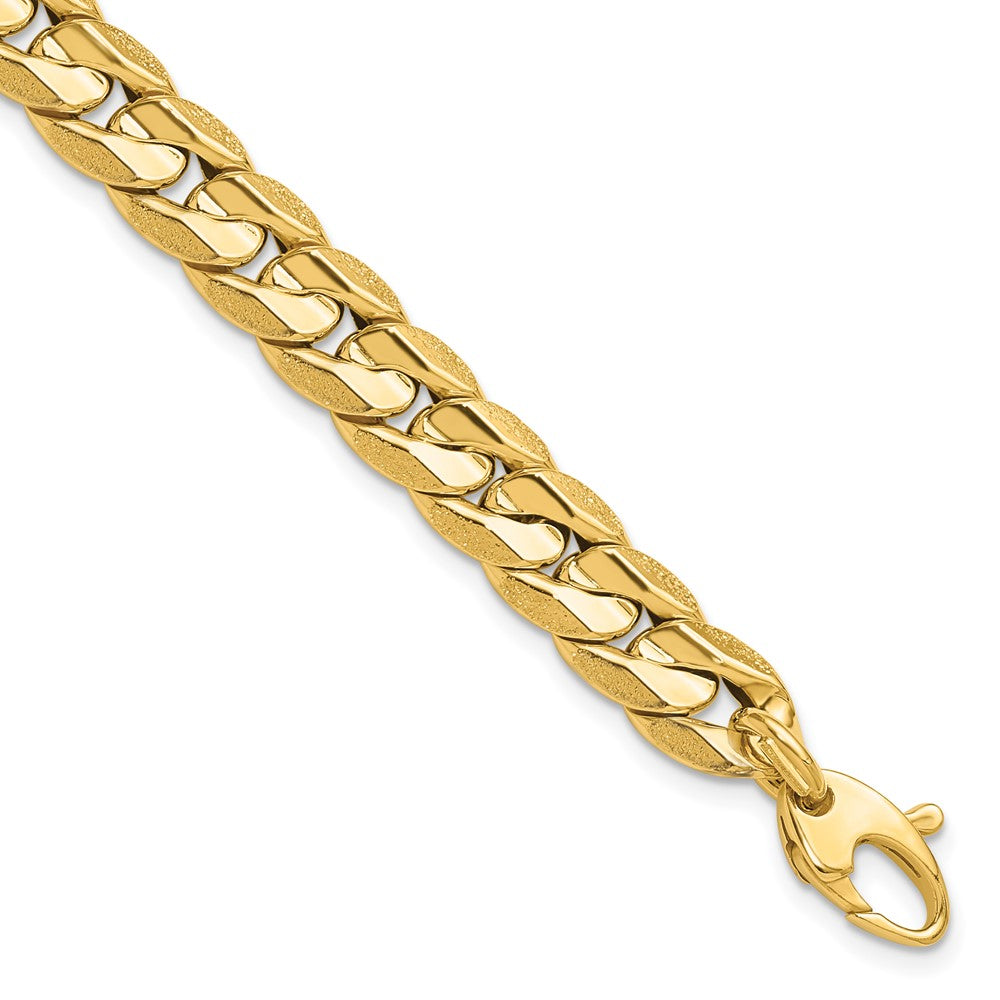 14K Yellow Gold Polished And Textured Fancy Curb Men'S Bracelet