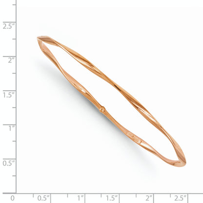14K Rose Gold Polished Twisted Slip-On Bangle