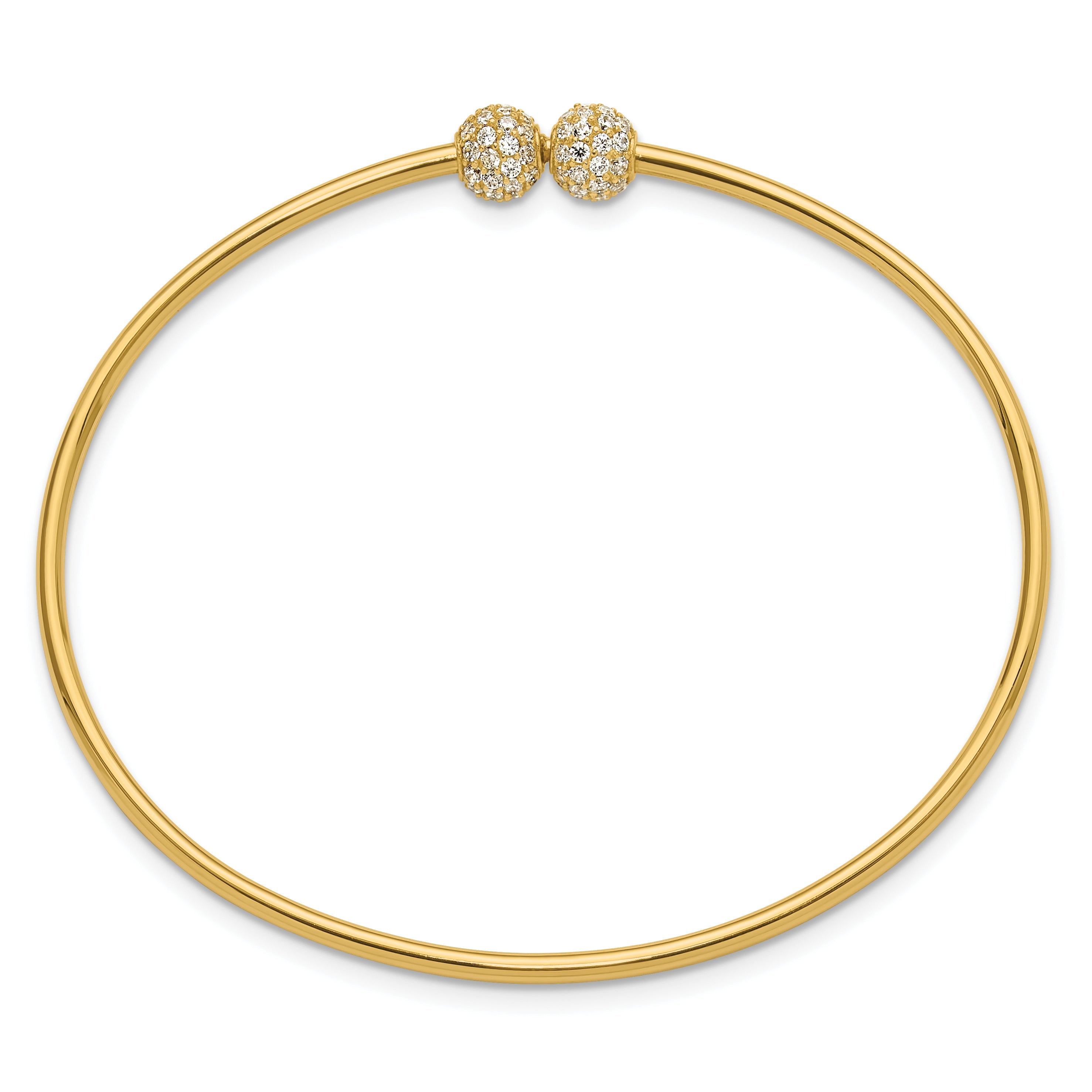 14K Yellow Gold Polished Cz Flexible Bangle