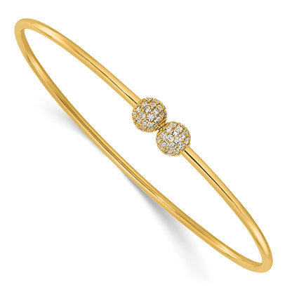 14K Yellow Gold Polished Cz Flexible Bangle