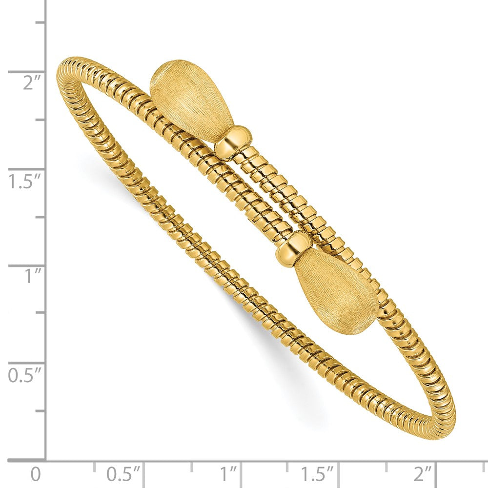 14K Yellow Gold Polished And Brushed Bypass Cuff Bangle