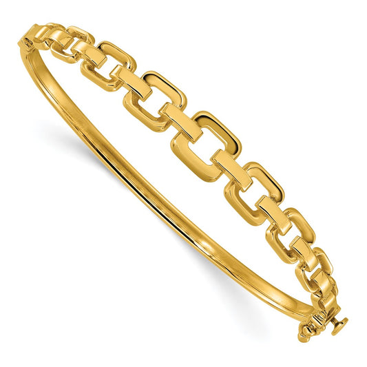 14K Yellow Gold Polished Fancy Hinged Bangle