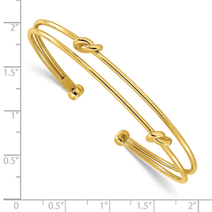 14K Yellow Gold Polished Knot Cuff Bangle