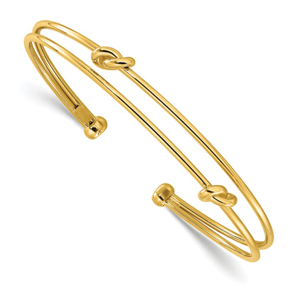 14K Yellow Gold Polished Knot Cuff Bangle