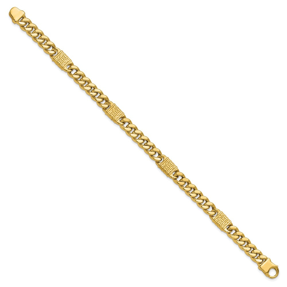 14K Yellow Gold Polished With Design Fancy Link Men'S Bracelet