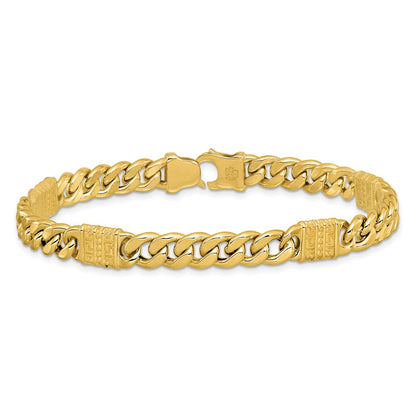 14K Yellow Gold Polished With Design Fancy Link Men'S Bracelet