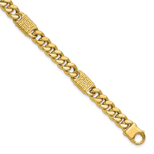14K Yellow Gold Polished With Design Fancy Link Men'S Bracelet