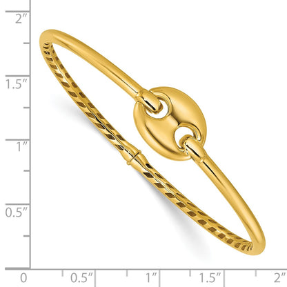 14K Yellow Gold Polished Hollow Hinged Bangle