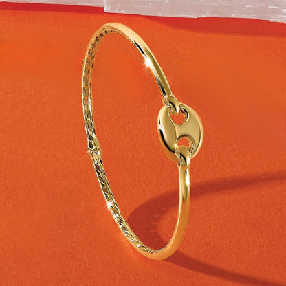 14K Yellow Gold Polished Hollow Hinged Bangle