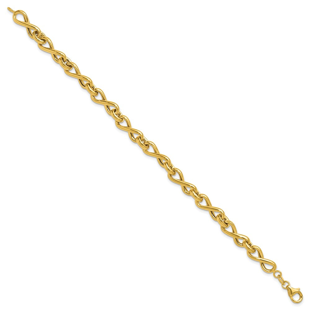 14K Yellow Gold Polished Fancy Twisted Link Infinity Bracelet