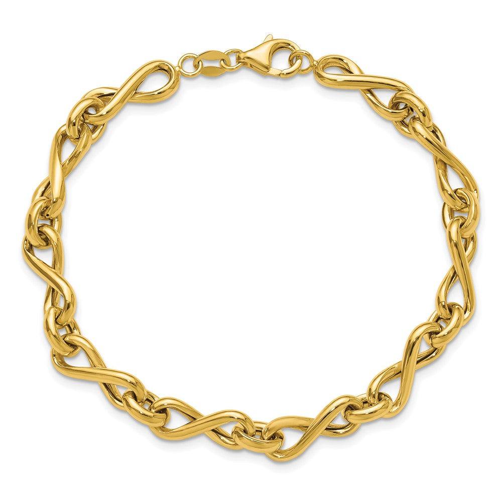 14K Yellow Gold Polished Fancy Twisted Link Infinity Bracelet