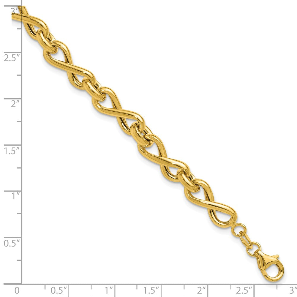 14K Yellow Gold Polished Fancy Twisted Link Infinity Bracelet