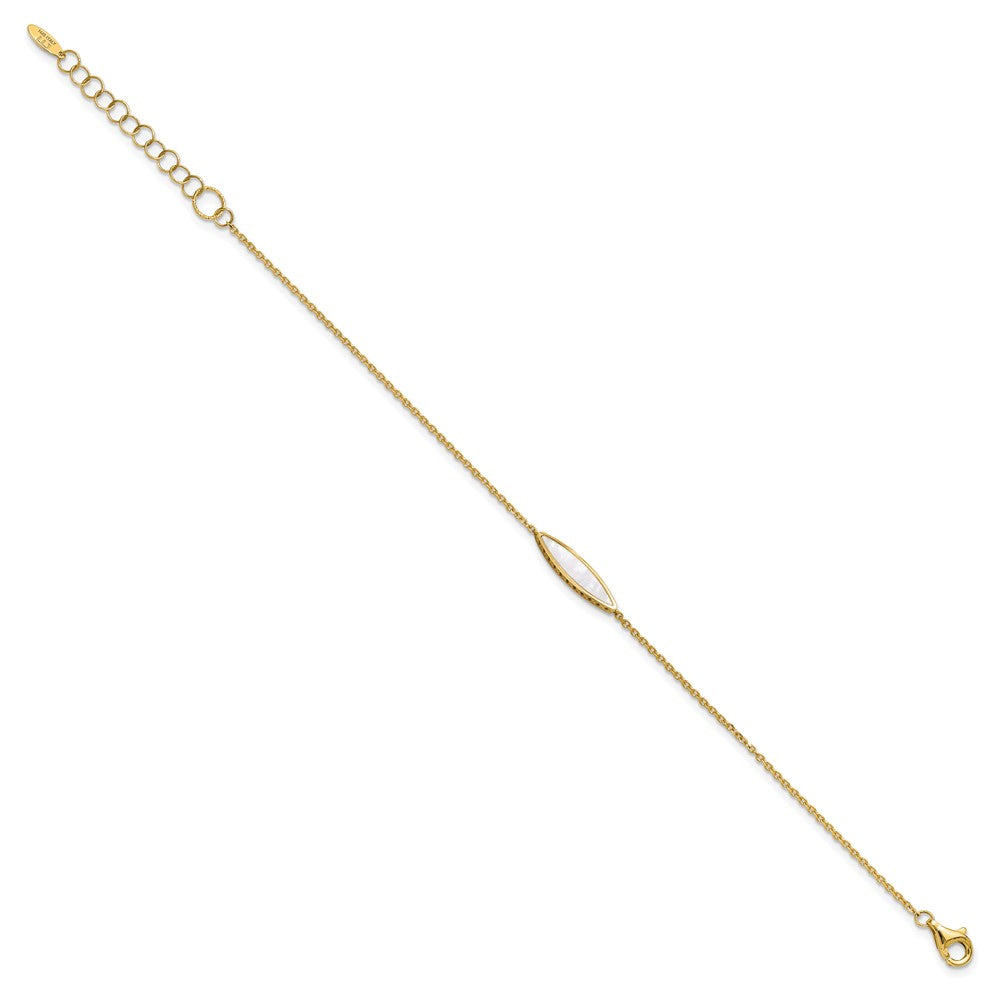 14K Yellow Gold Polished Mother Of Pearl 1In Ext. Bracelet