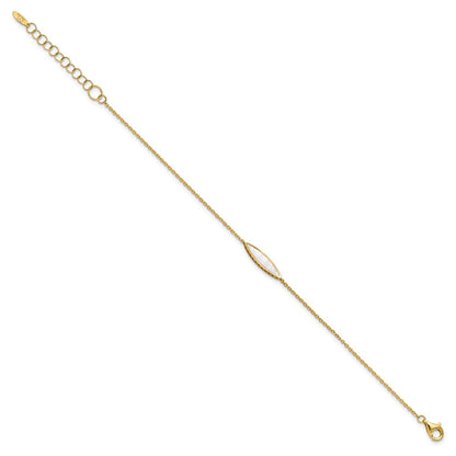 14K Yellow Gold Polished Mother Of Pearl 1In Ext. Bracelet