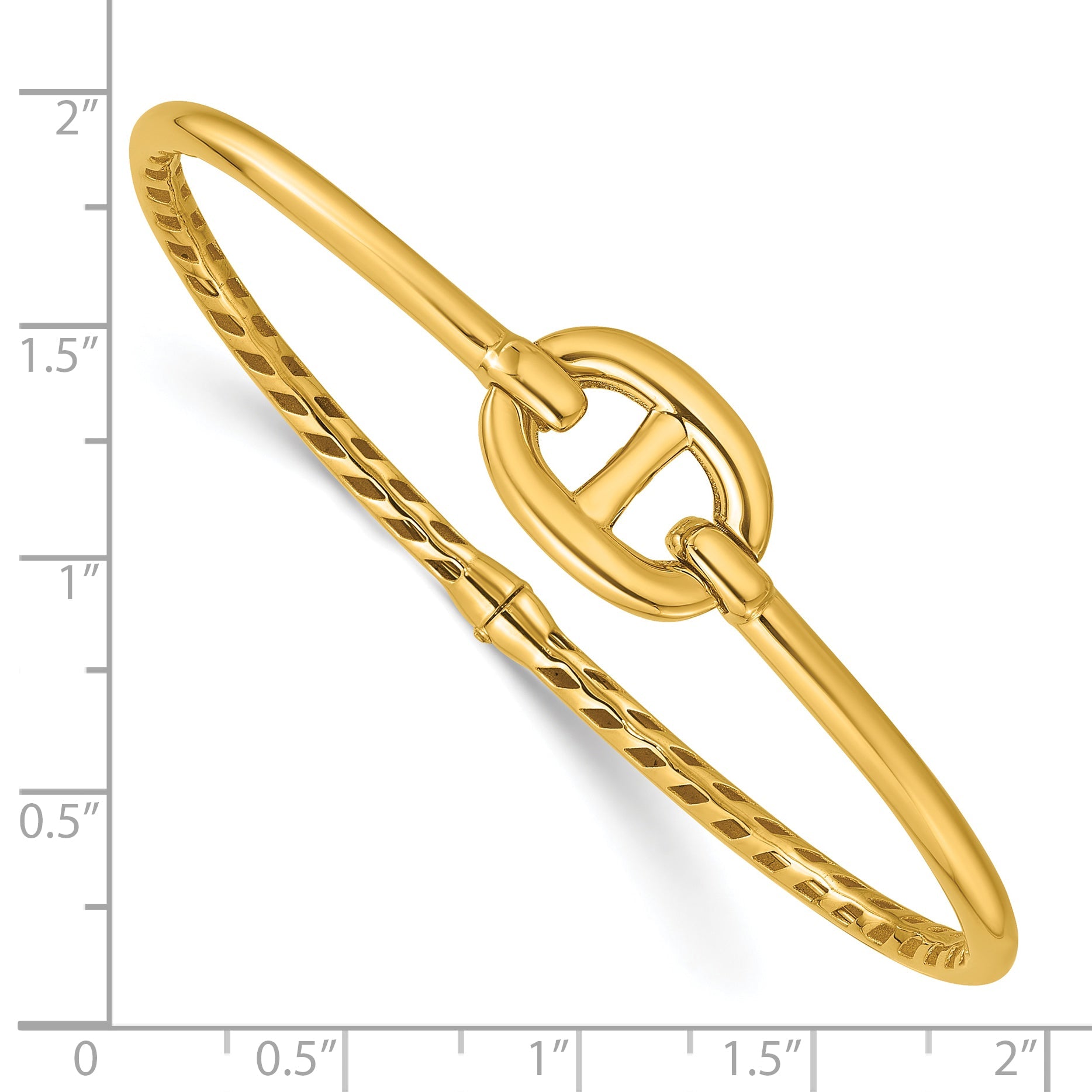 14K Yellow Gold Polished Hinged Bangle