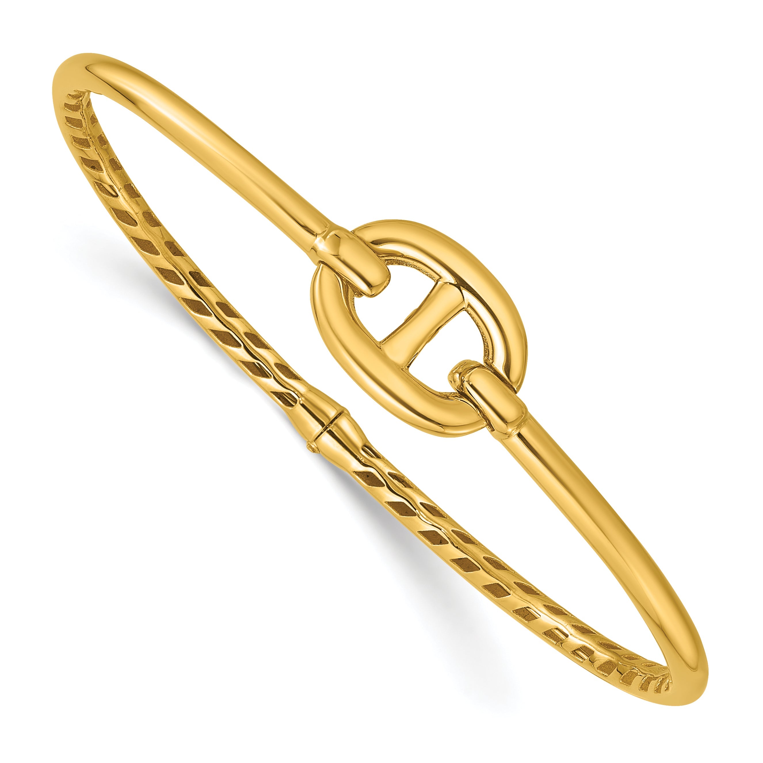14K Yellow Gold Polished Hinged Bangle
