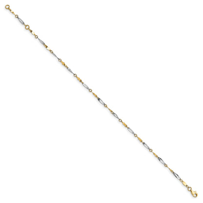 14K Two-Tone Polished Fancy Link Anklet