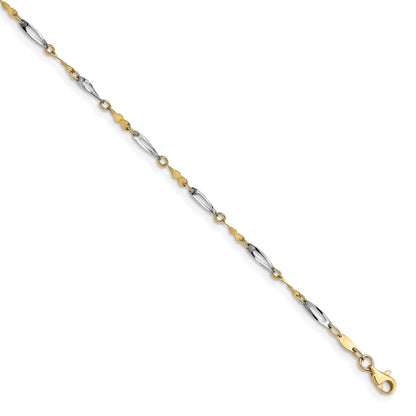 14K Two-Tone Polished Fancy Link Anklet
