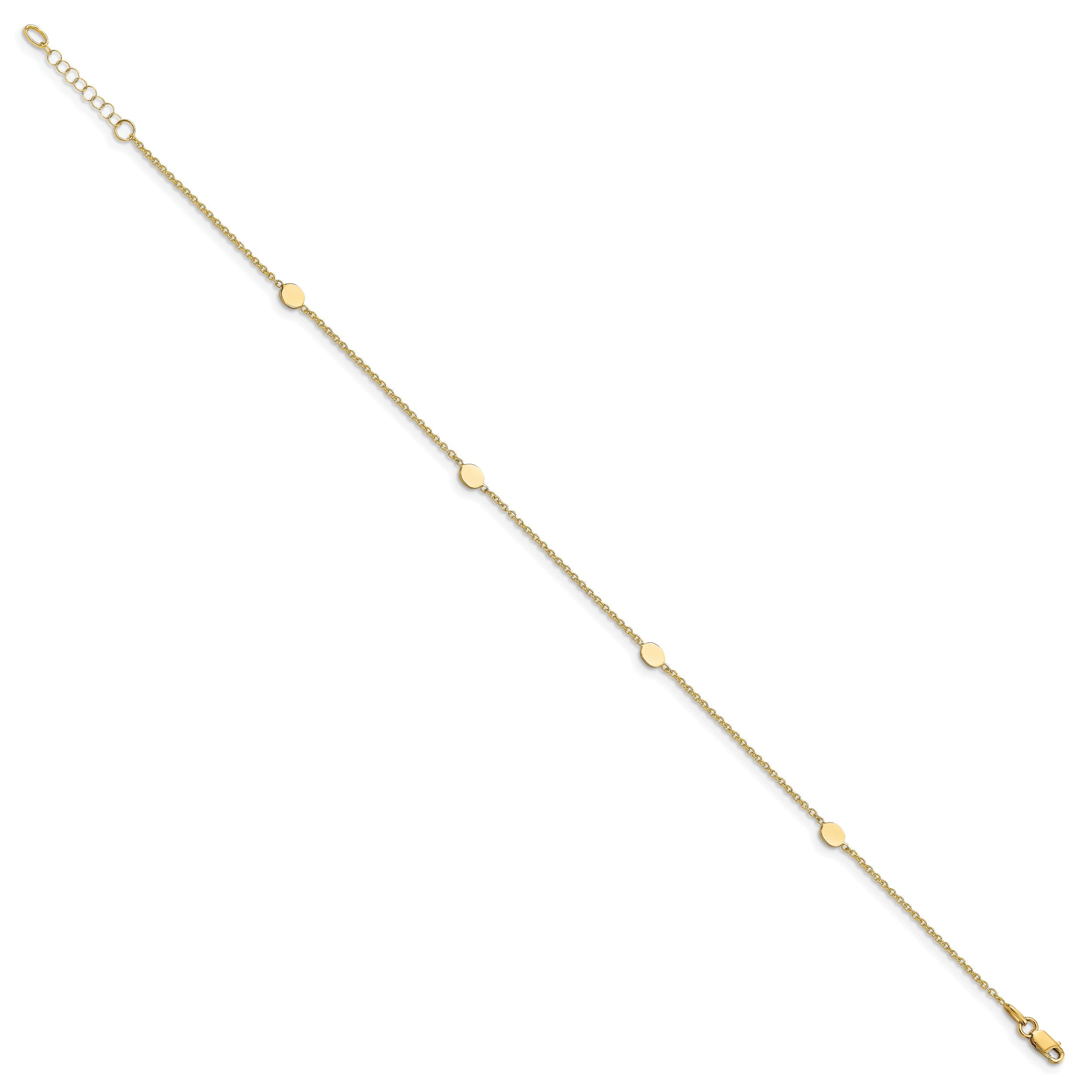 14K Yellow Gold Polished W/1In Ext. Anklet