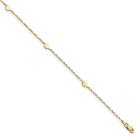 14K Yellow Gold Polished W/1In Ext. Anklet