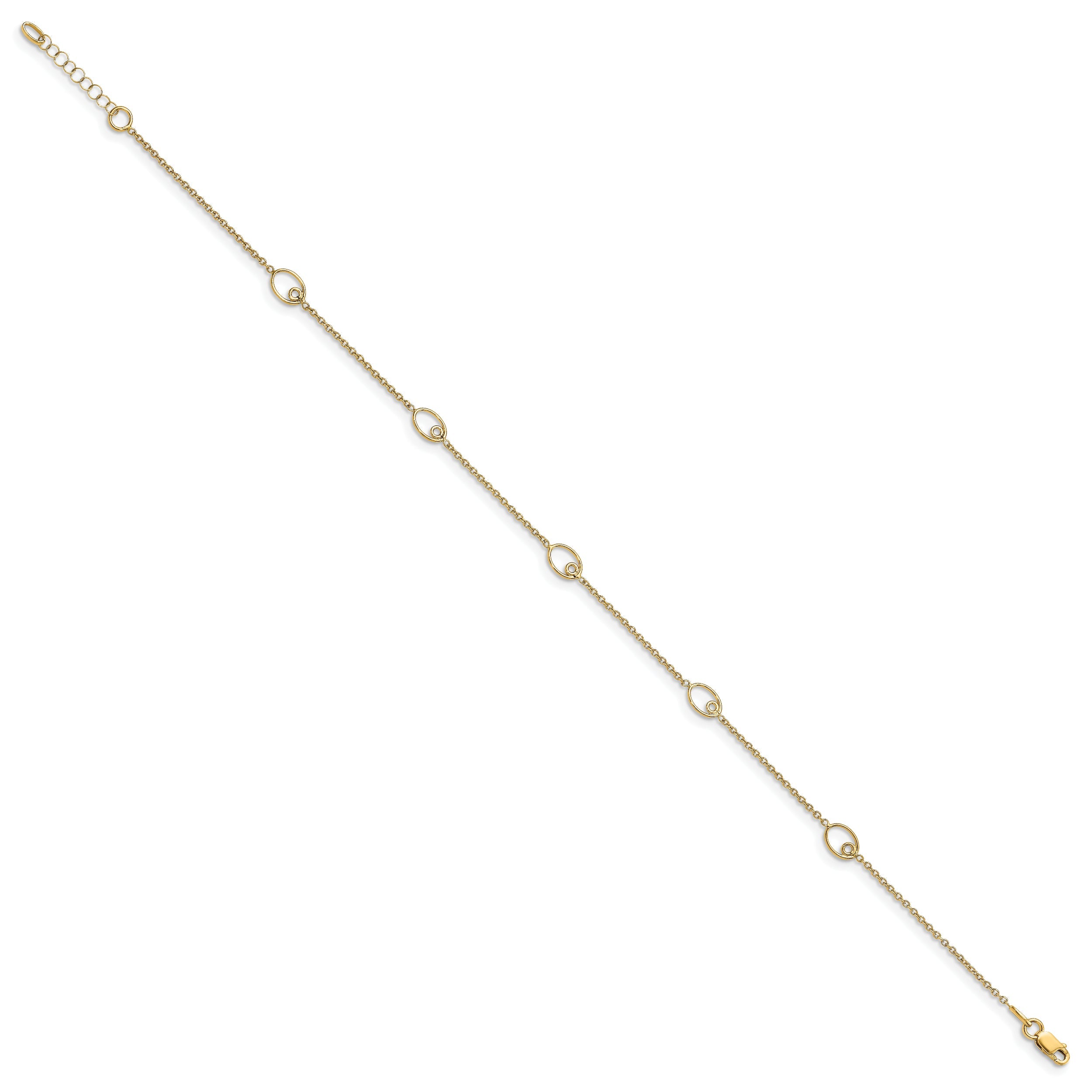 14K Yellow Gold Polished W/1In Ext. Anklet