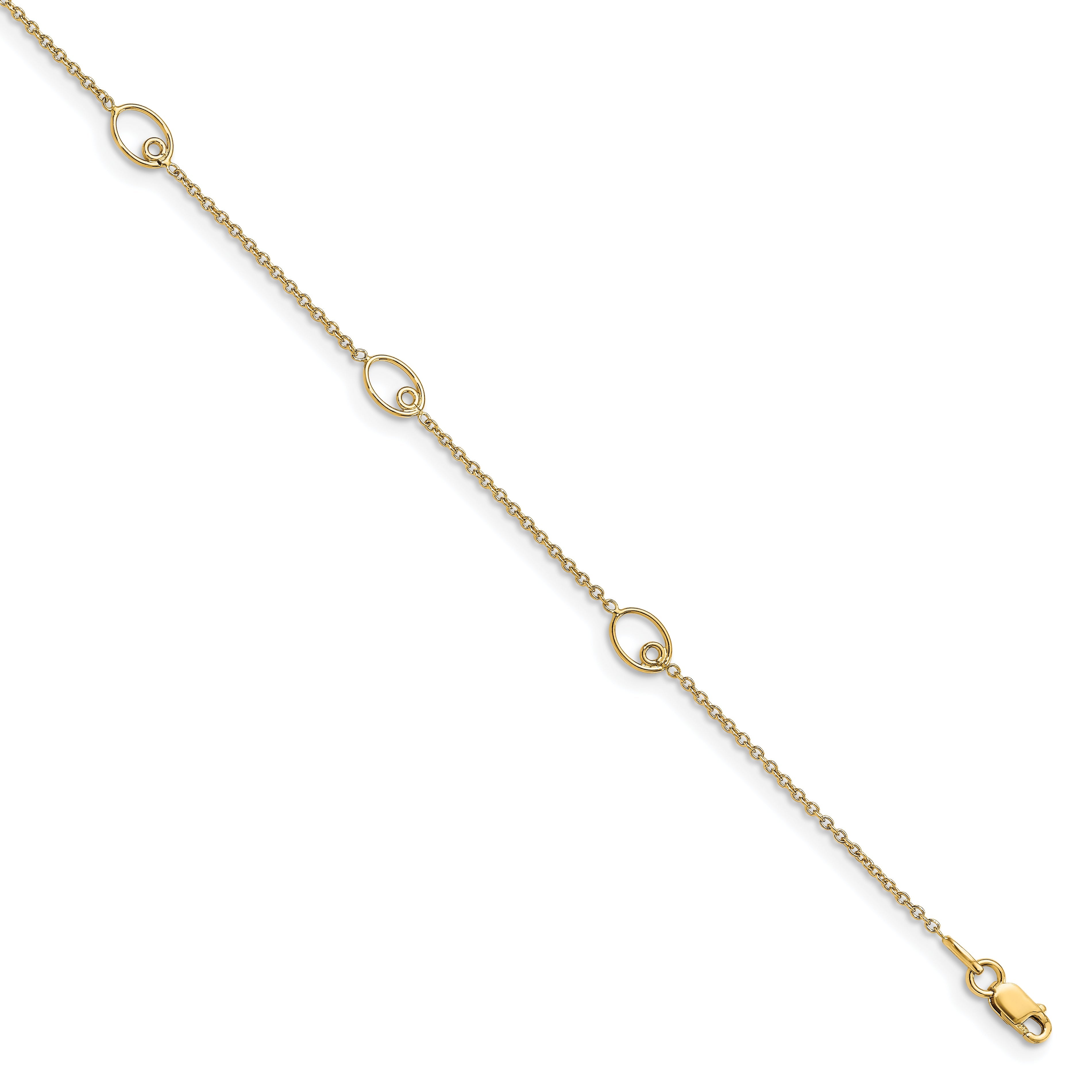14K Yellow Gold Polished W/1In Ext. Anklet