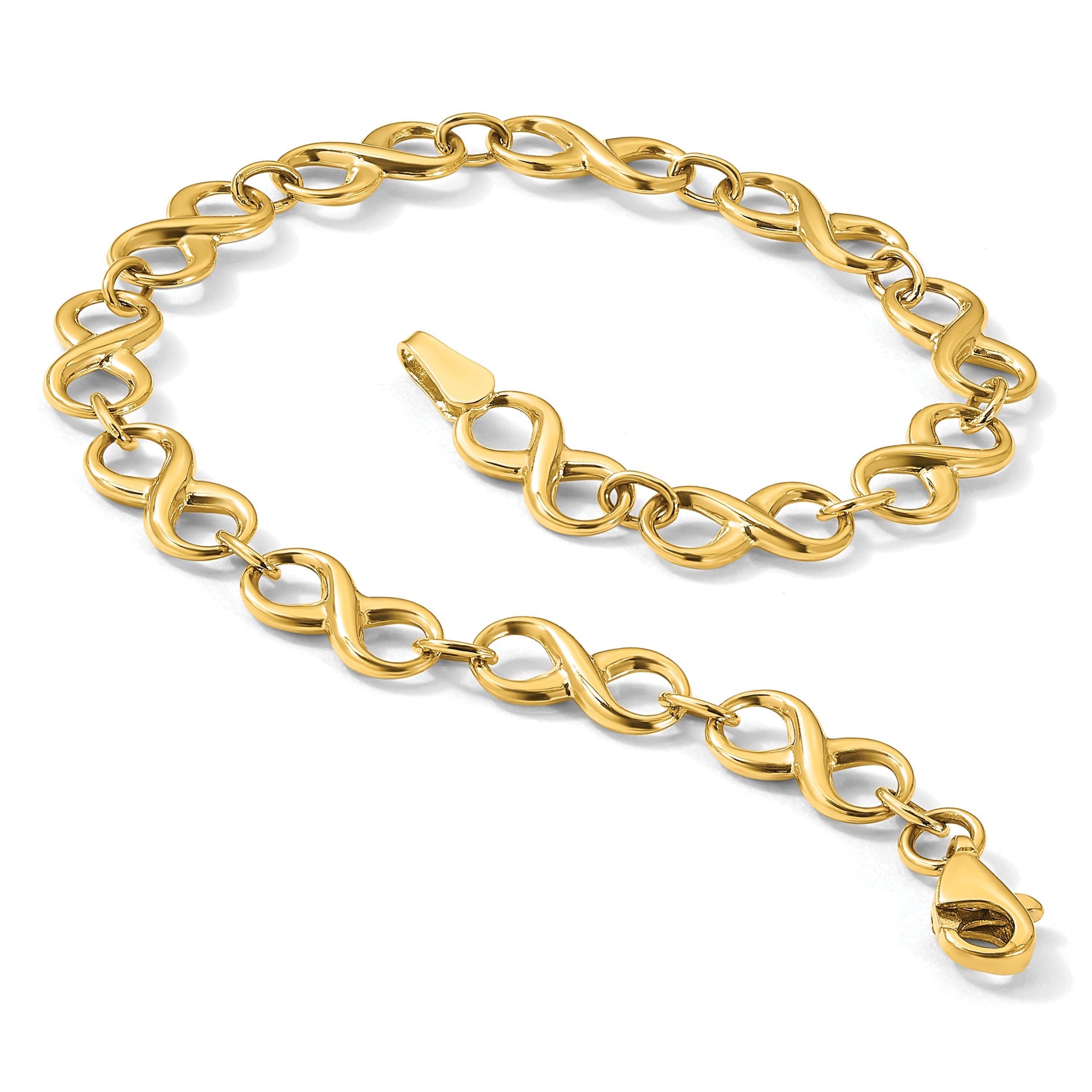 7 Inch 14K Polished Infinity Bracelet