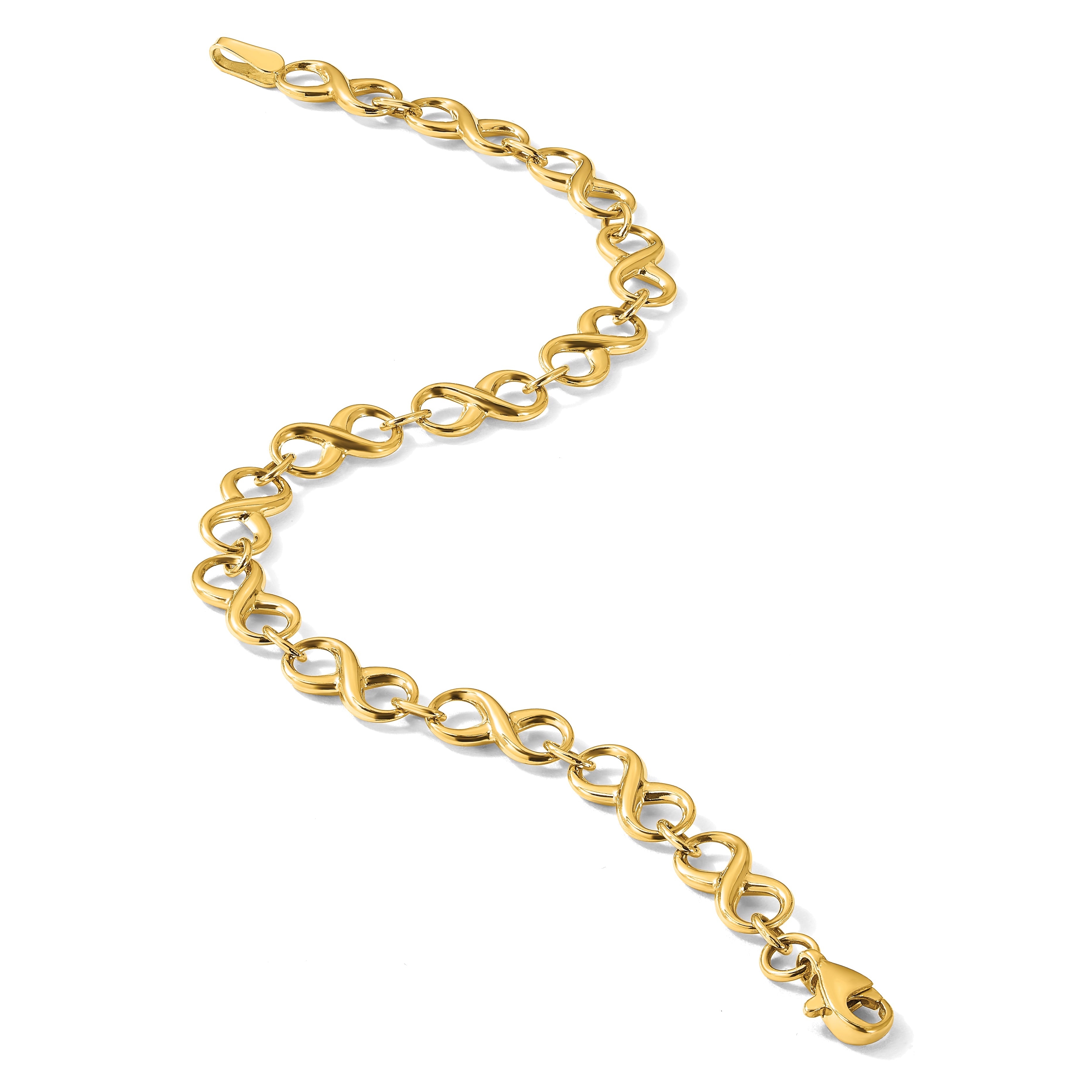 7 Inch 14K Polished Infinity Bracelet