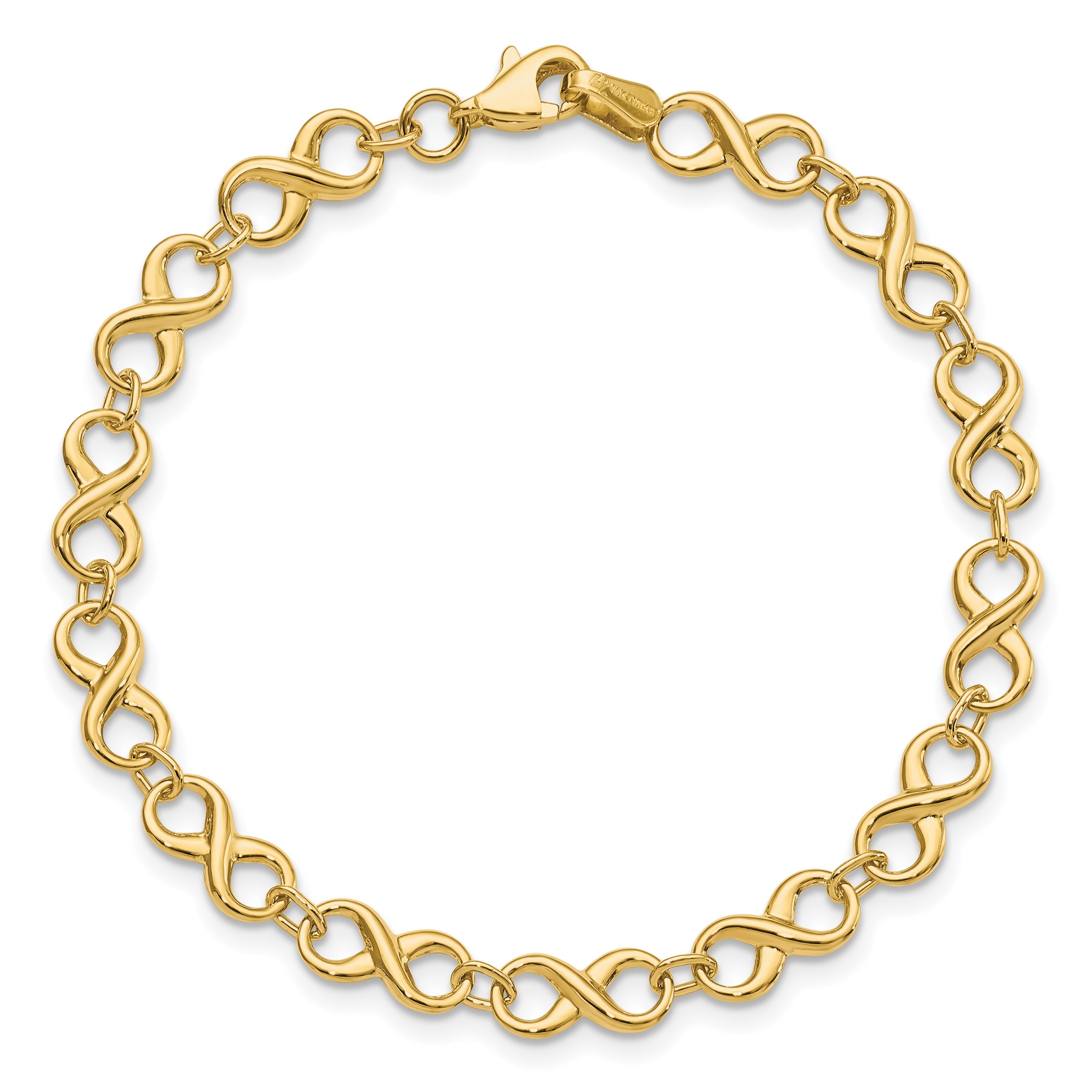 7 Inch 14K Polished Infinity Bracelet