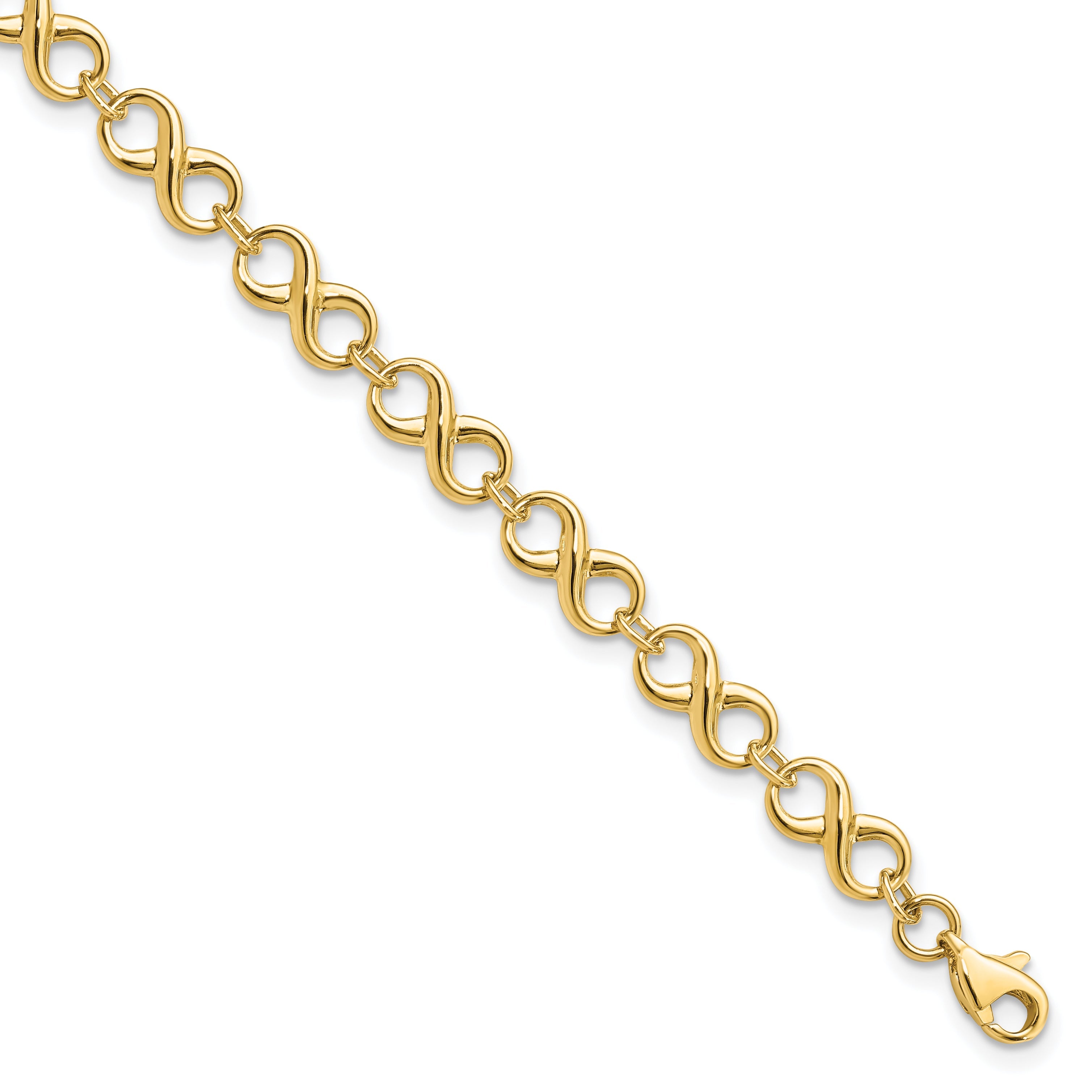 7 Inch 14K Polished Infinity Bracelet