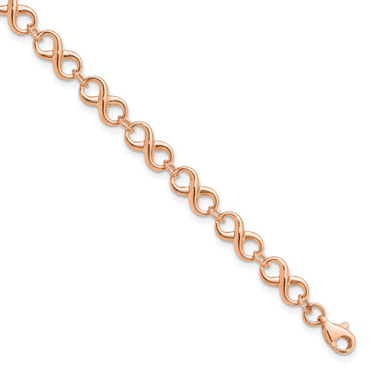 14K Rose Gold Polished Infinity Bracelet