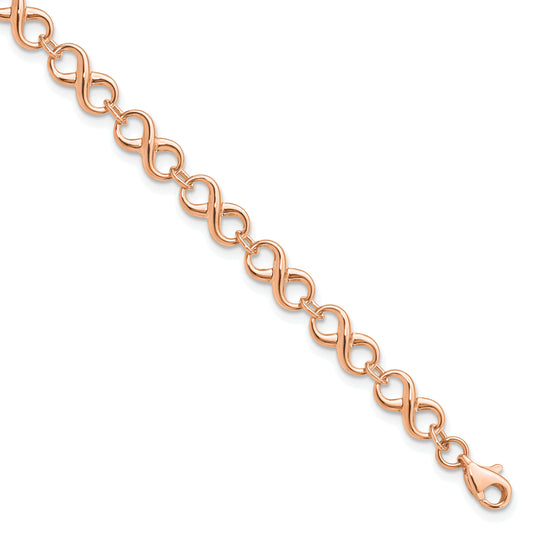 14K Rose Gold Polished Infinity Bracelet