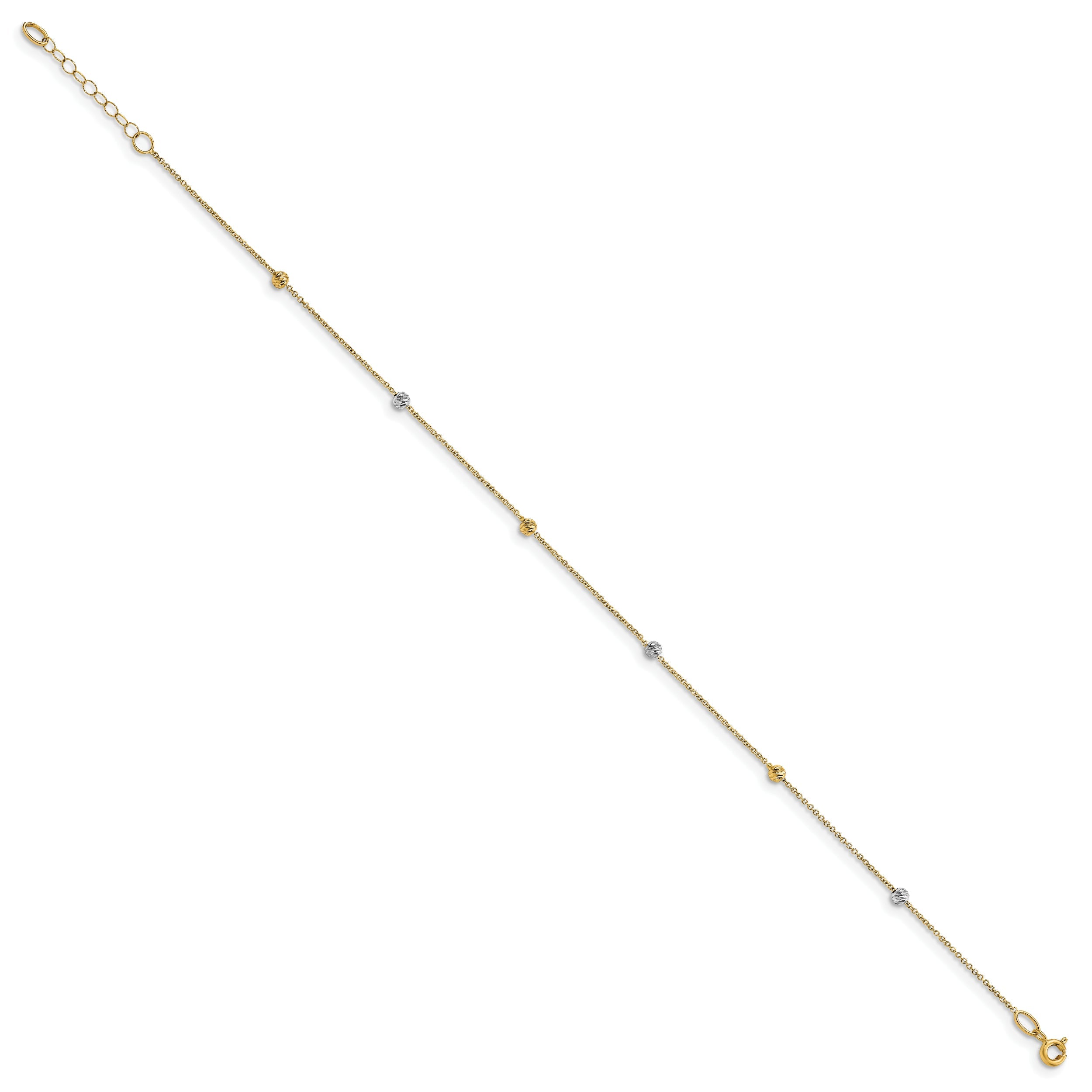 14K Two-Tone Polished D/C With 1In Ext. Anklet