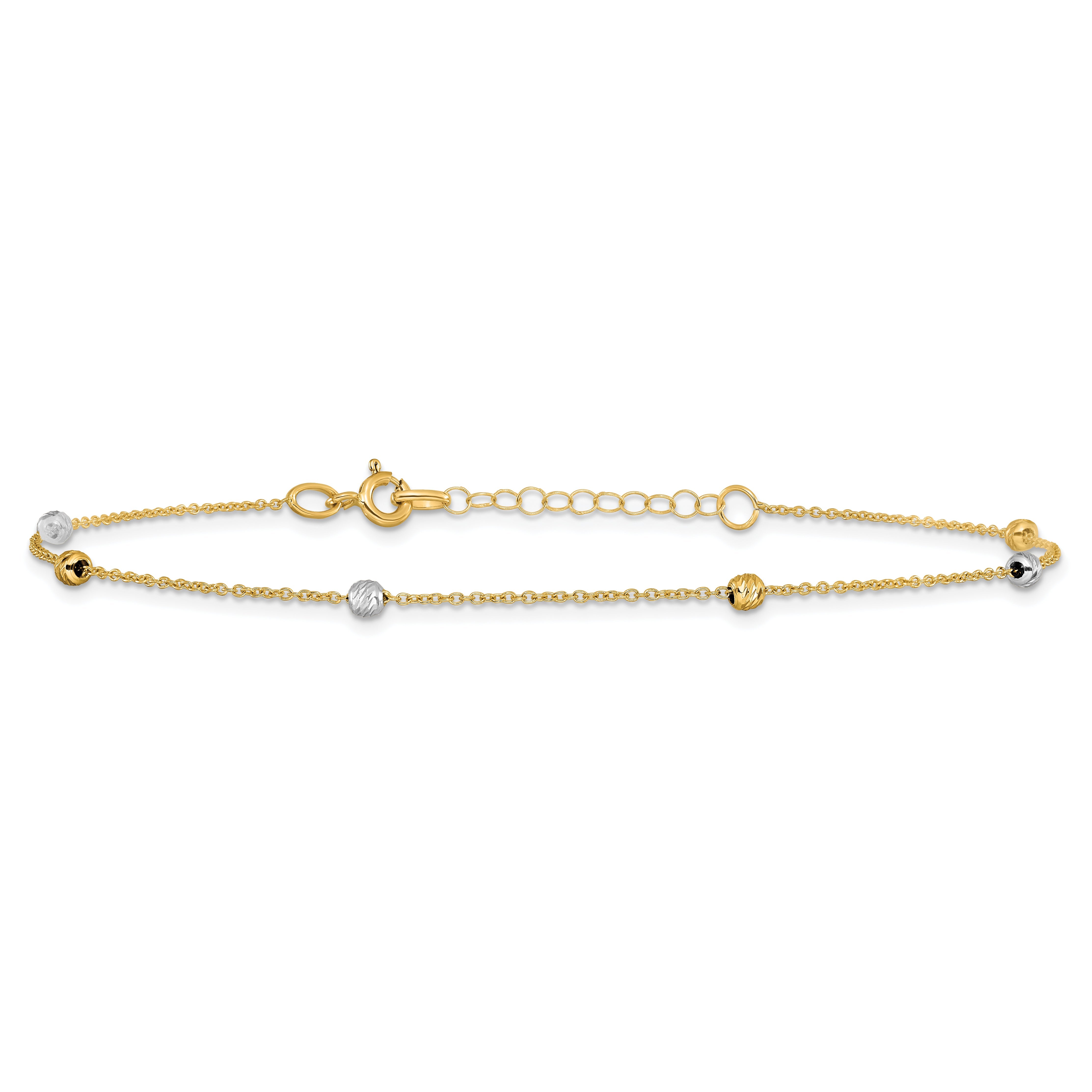 14K Two-Tone Polished D/C With 1In Ext. Anklet