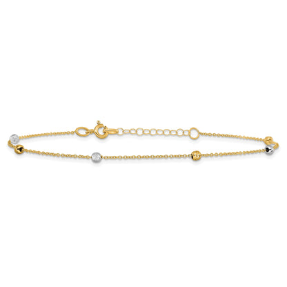 14K Two-Tone Polished D/C With 1In Ext. Anklet