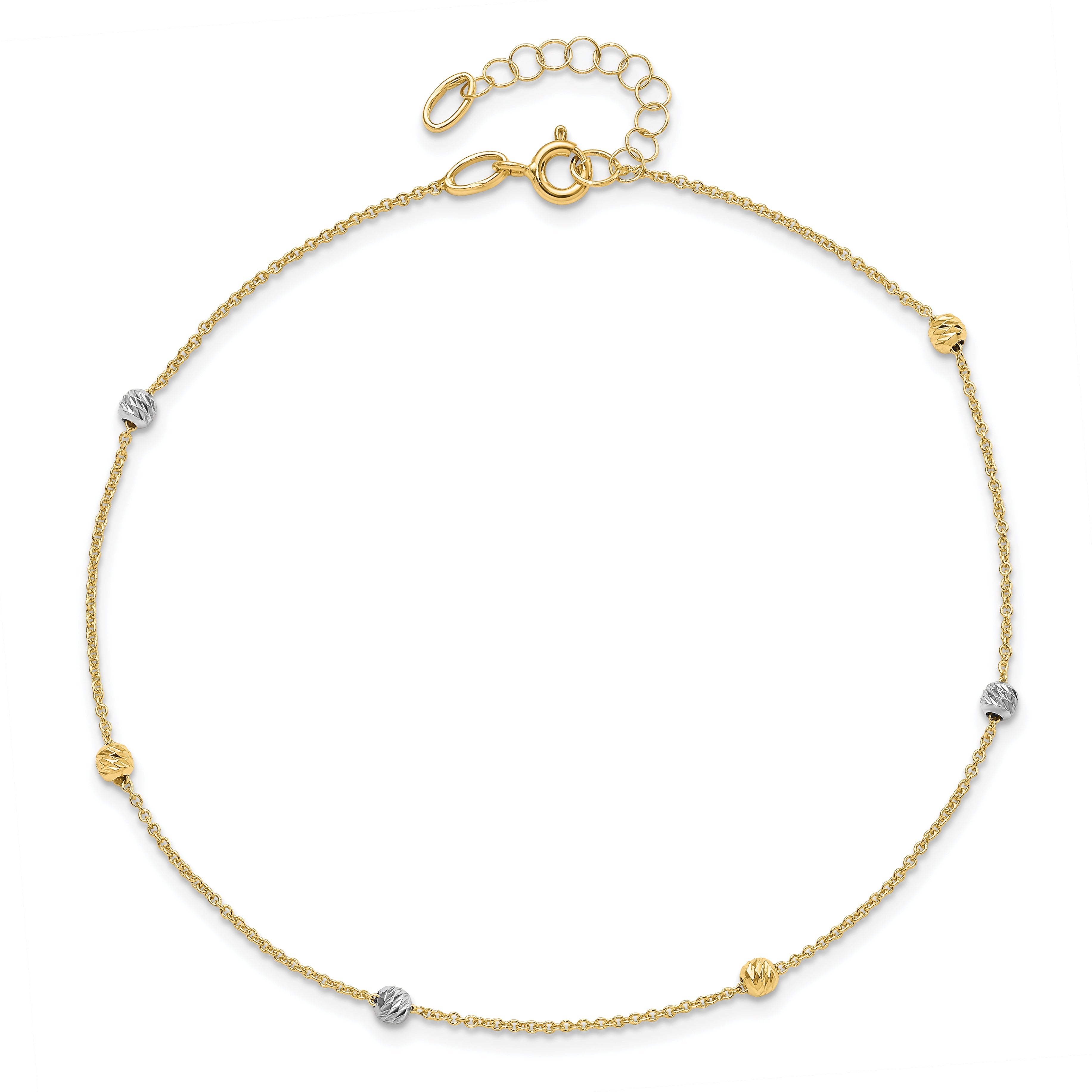 14K Two-Tone Polished D/C With 1In Ext. Anklet