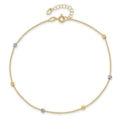 14K Two-Tone Polished D/C With 1In Ext. Anklet