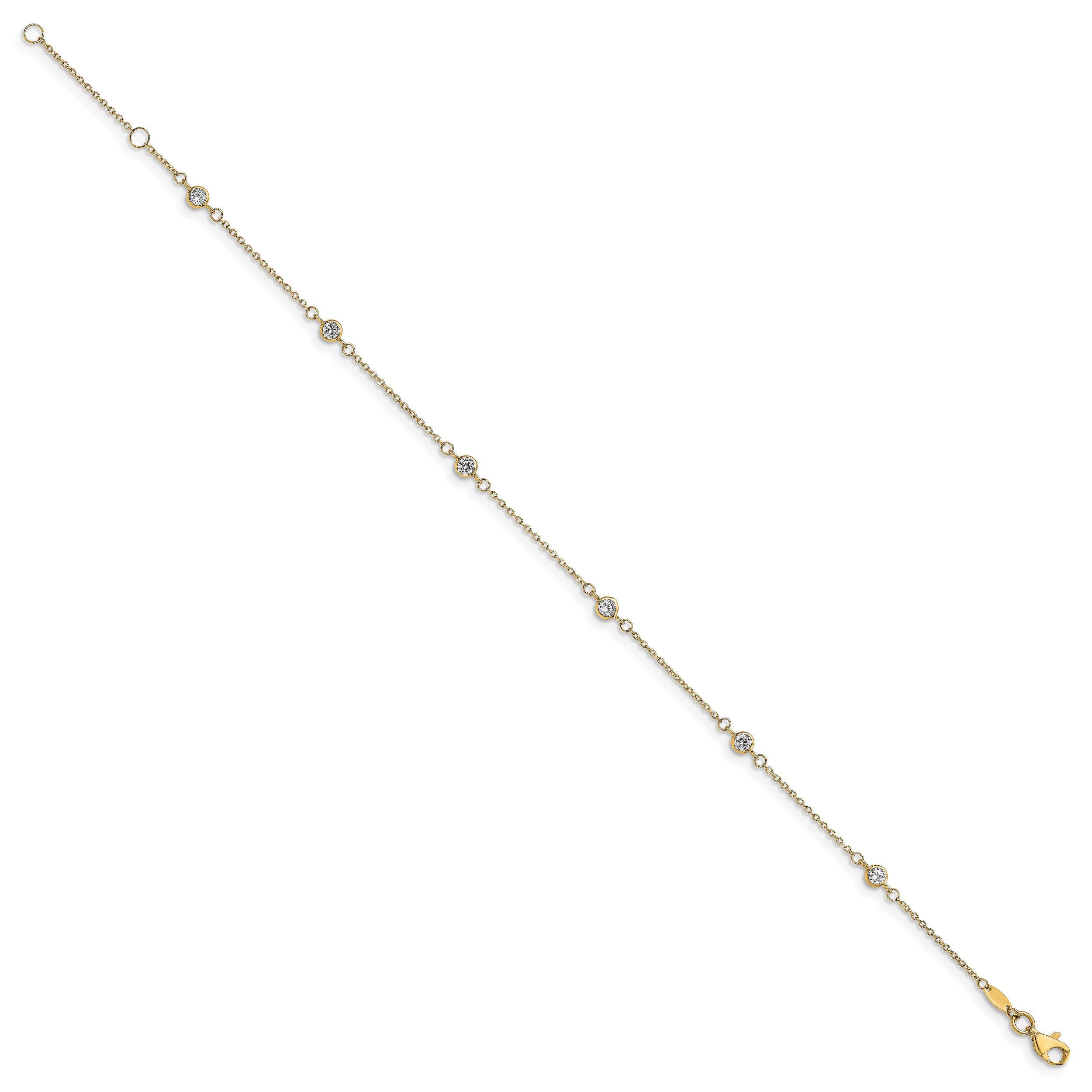14K Yellow Gold Cz Polished With 1In Ext. Anklet