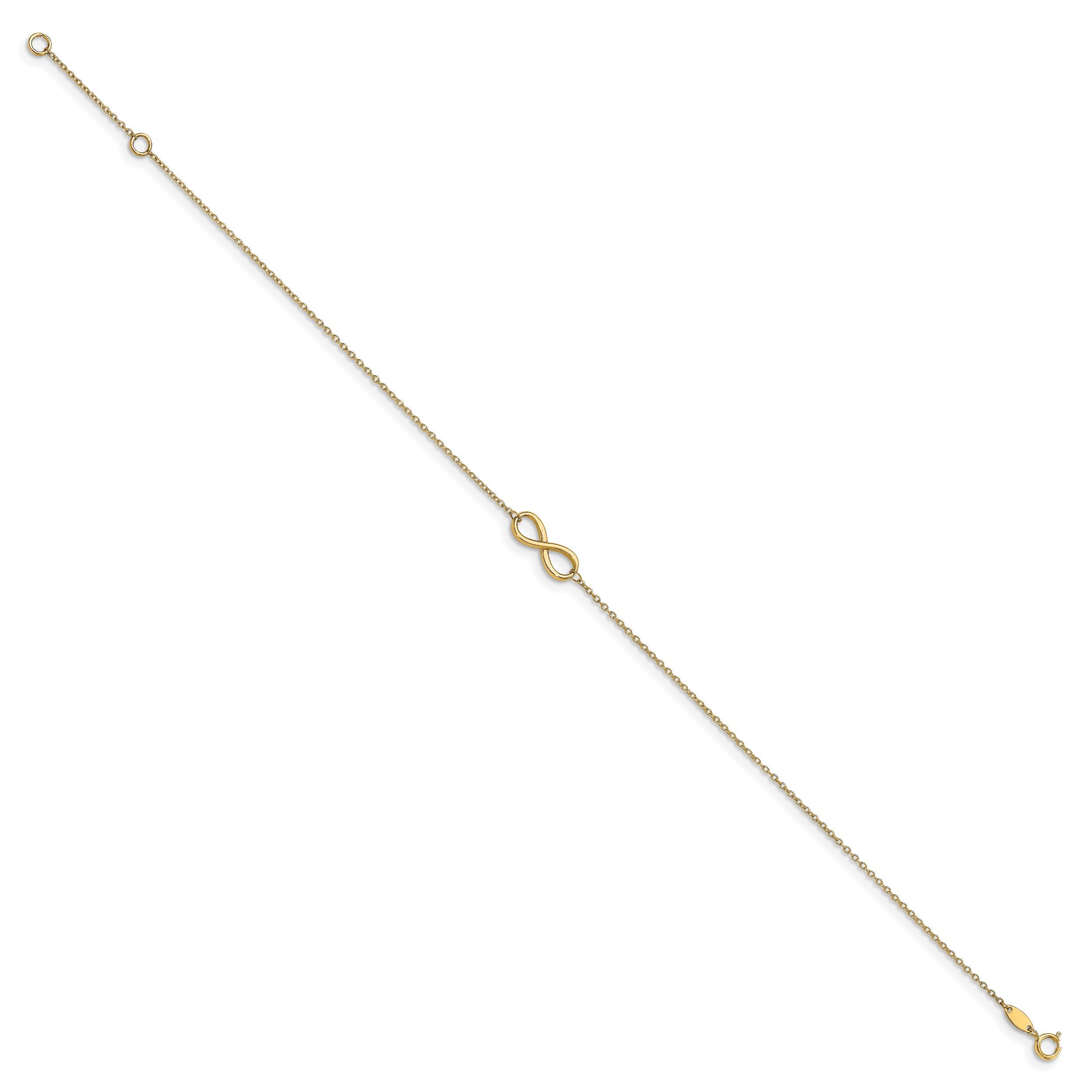 14K Yellow Gold Polished Infinity With 1In Ext. Anklet