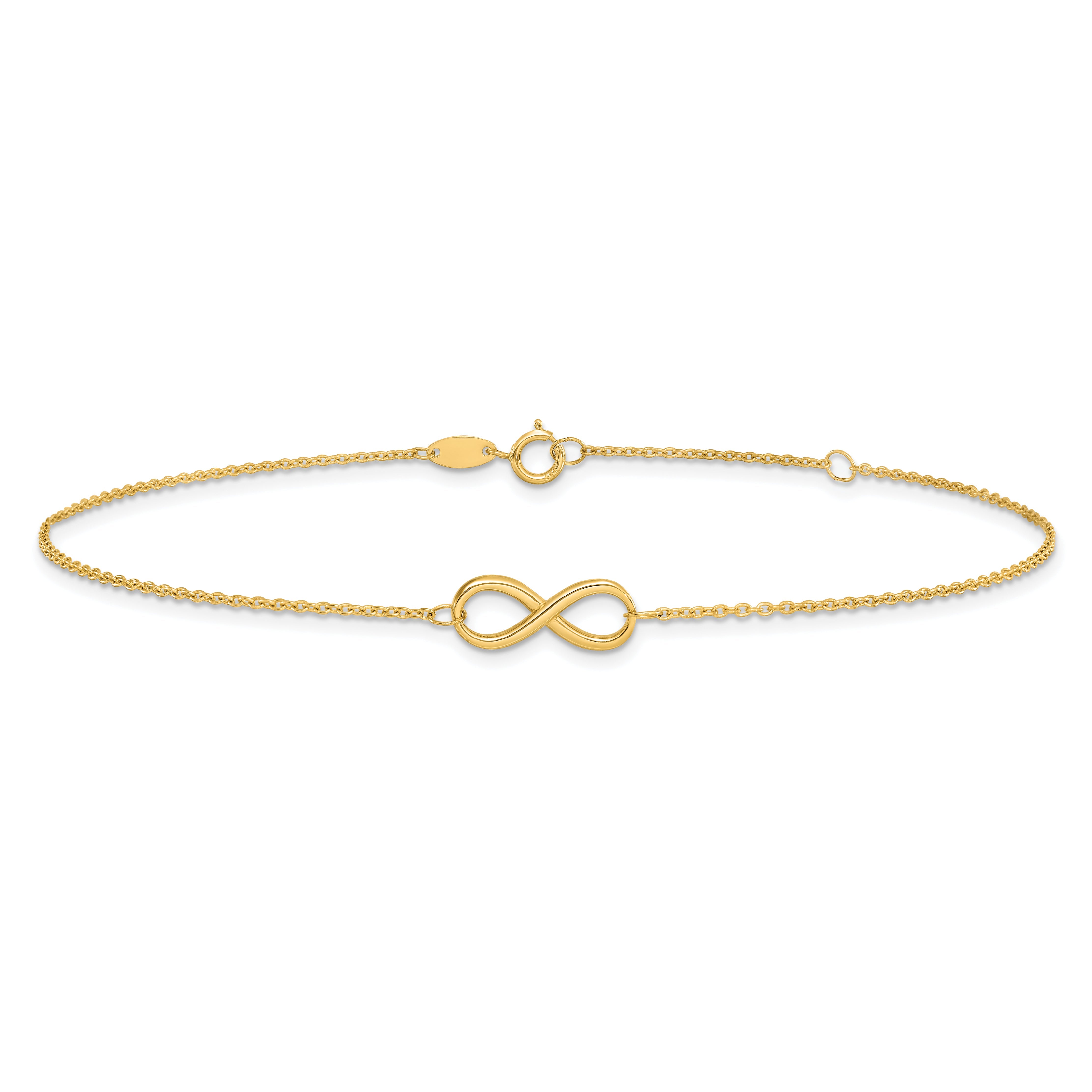 14K Yellow Gold Polished Infinity With 1In Ext. Anklet