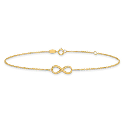 14K Yellow Gold Polished Infinity With 1In Ext. Anklet