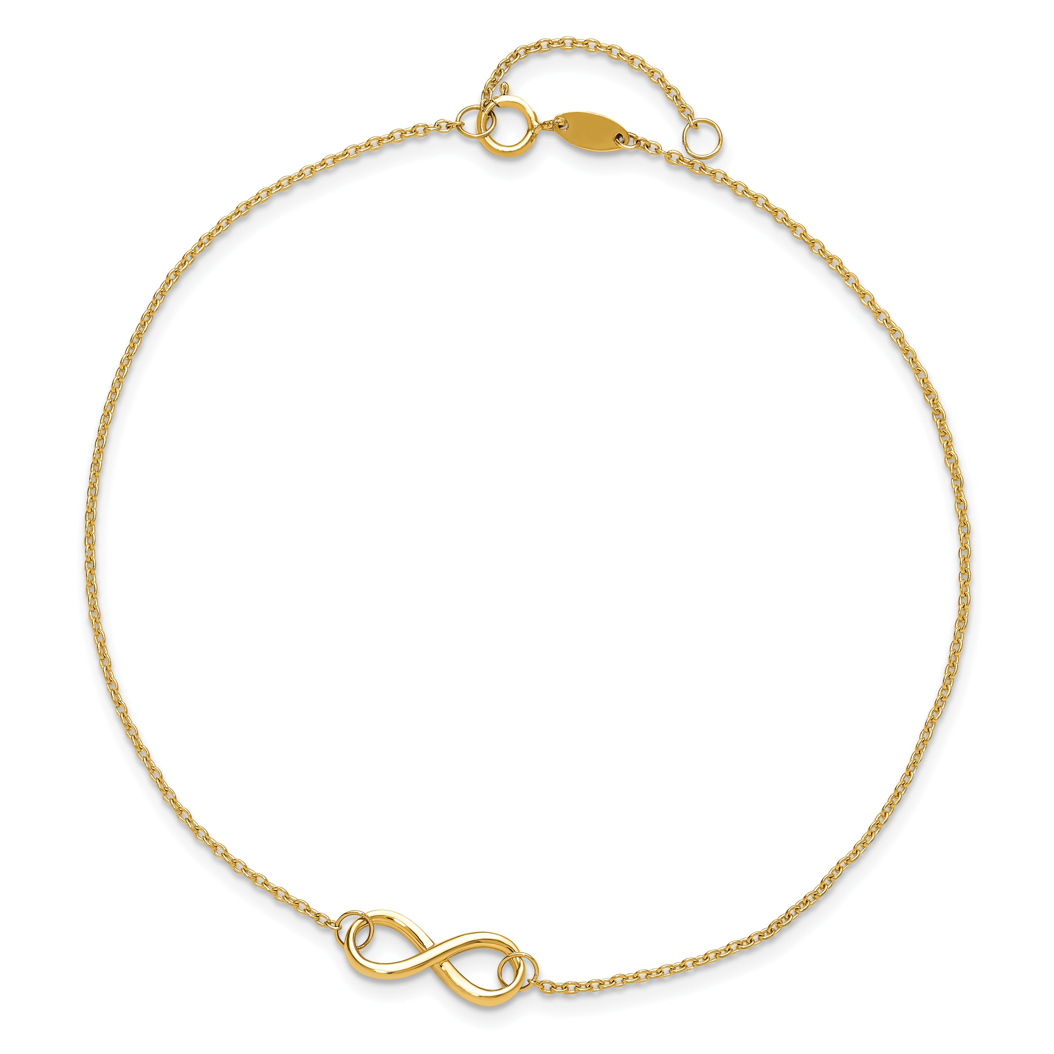 14K Yellow Gold Polished Infinity With 1In Ext. Anklet