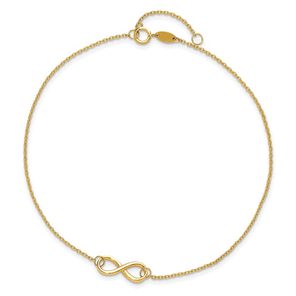 14K Yellow Gold Polished Infinity With 1In Ext. Anklet