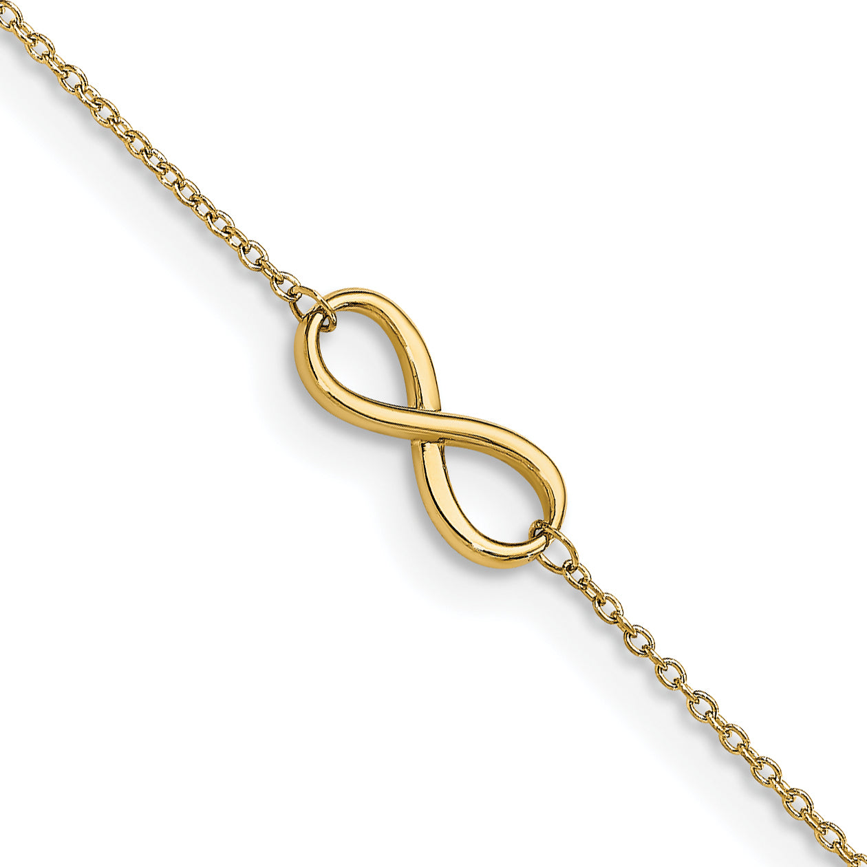 14K Yellow Gold Polished Infinity With 1In Ext. Anklet