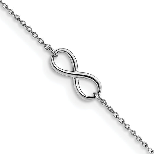 14K White Gold Polished Infinity With 1In Ext. Anklet
