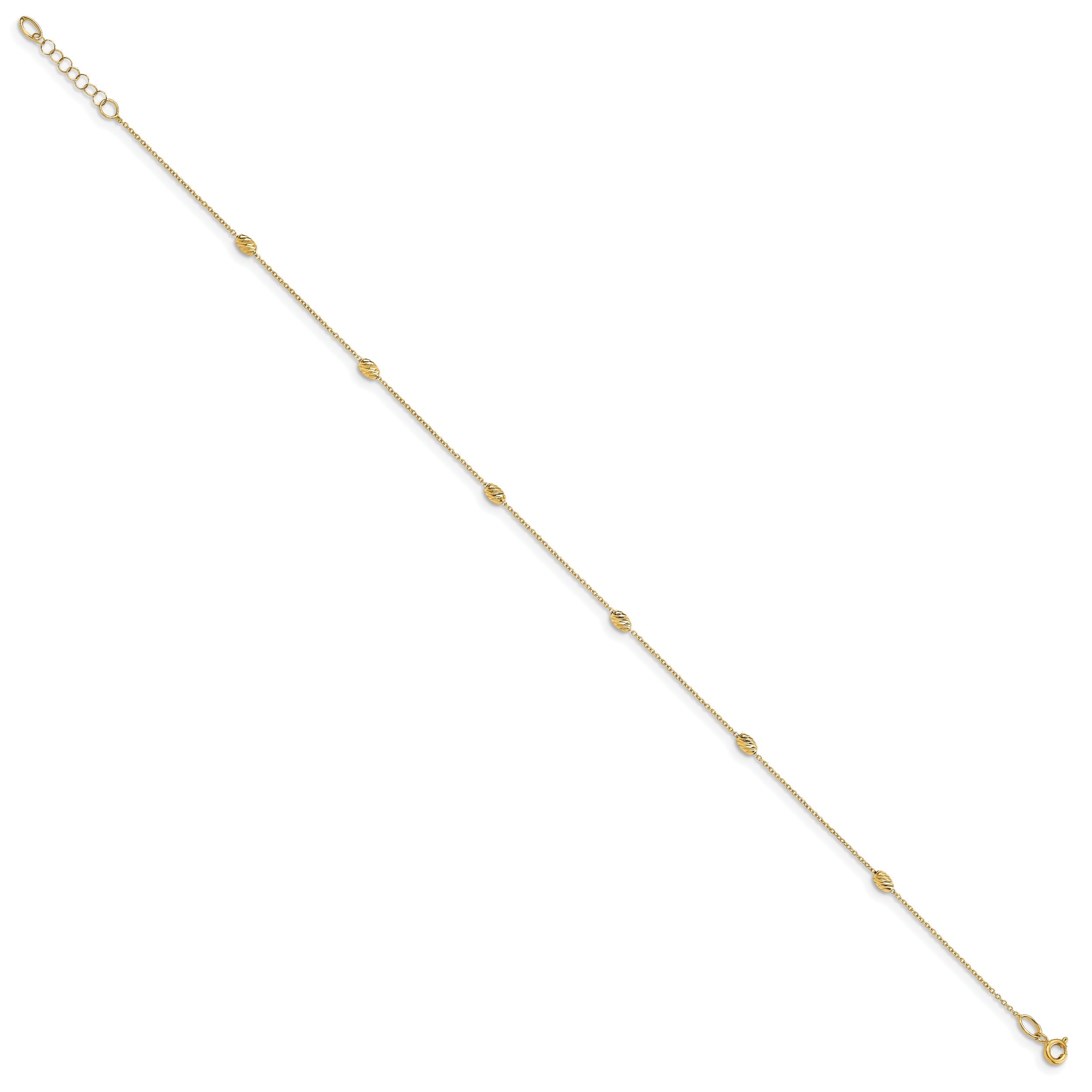 14K Yellow Gold Polished And D/C With 1In Ext. Anklet